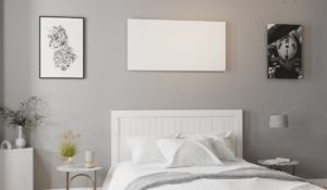 Painéis brancos Herschel Comfort instalados no quarto