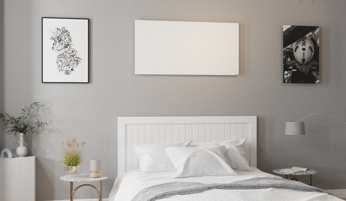 Painéis brancos Herschel Comfort instalados no quarto